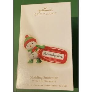 Hallmark Keepsake Ornament SLEDDING‎ SNOWMAN 2009 Personalizable New Mint